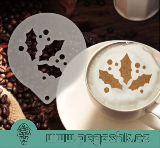 Šablona na zdobení kávy - Mistletoe - Kliknutím na obrázek zavřete